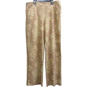 Isaac Mizrahi Regular Printed 24/7 Wide Leg Pants Size 16 Brown Floral Paisley